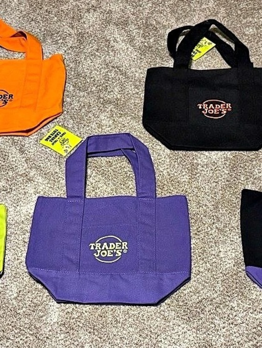 Trader Joe's Trick-or-Treat Canvas Tote Bag 5-Piece Color Block Canvas Tote Set